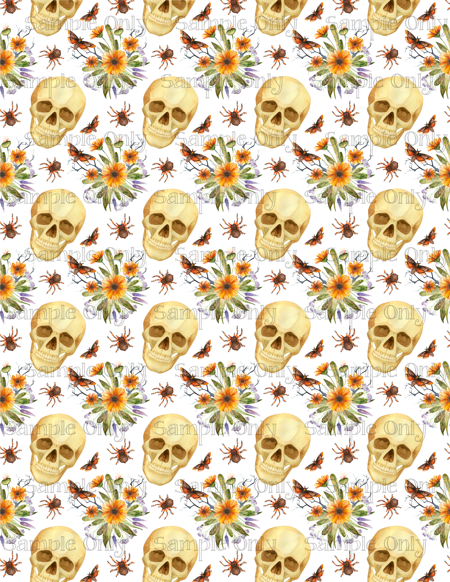 Autumn Skull Moth Floral 07 Image Sheet For Polymer Clay Transfer Decal DIGITAL FILE OR PRINTED