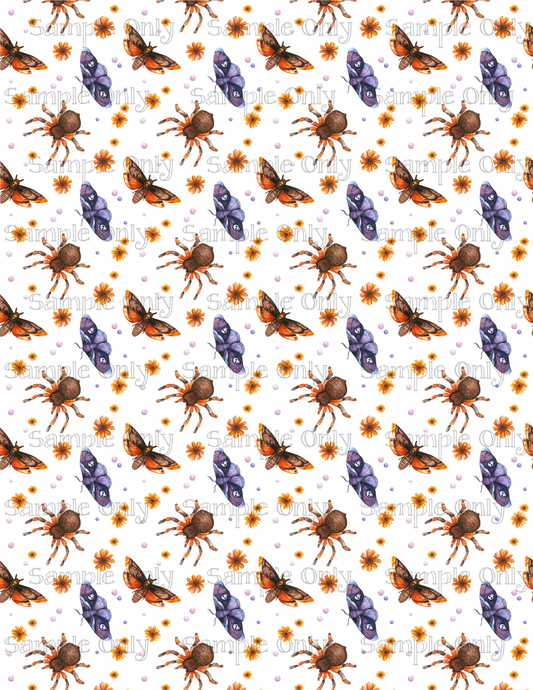 Autumn Moth and Spider Floral 08 Image Sheet For Polymer Clay Transfer Decal DIGITAL FILE OR PRINTED