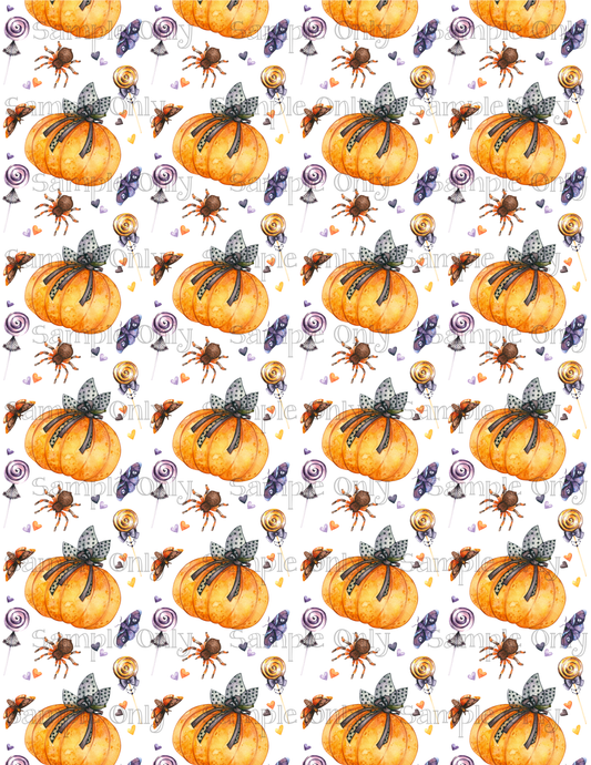 Autumn Pumpkin Moth and Spider Floral 09 Image Sheet For Polymer Clay Transfer Decal DIGITAL FILE OR PRINTED