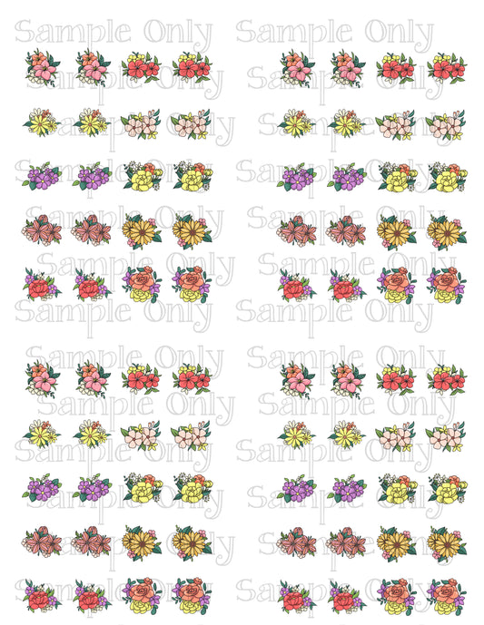 Bright Floral Set 1 Stud Topper Size Image Sheet For Polymer Clay Transfer Decal DIGITAL FILE OR PRINTED
