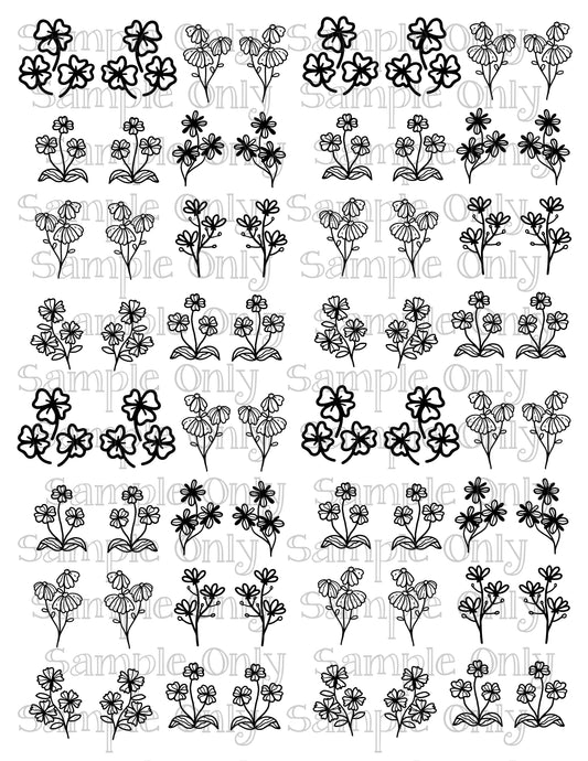 Flower Stems Set 2 DIGITAL OR PRINTED Image Transfer Sheet For Polymer Clay