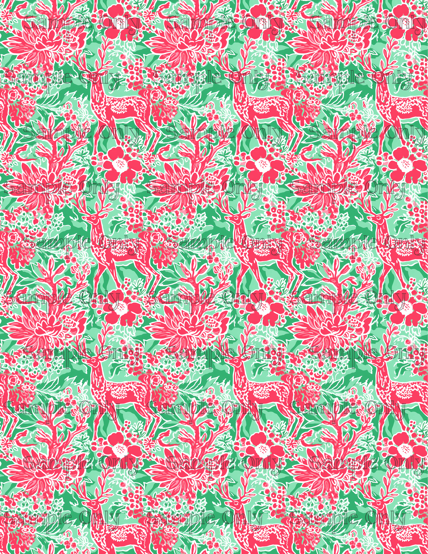 Folk Floral Deer Pattern Image Sheet For Polymer Clay Transfer Decal DIGITAL FILE OR PRINTED