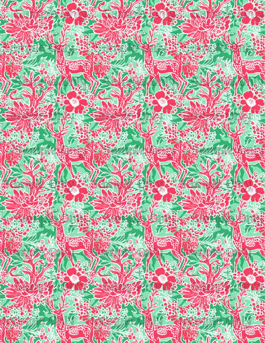 Folk Floral Deer Pattern Image Sheet For Polymer Clay Transfer Decal DIGITAL FILE OR PRINTED