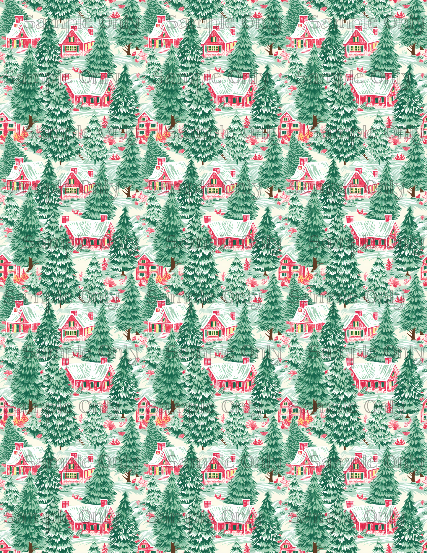 Forest Houses Pattern Image Sheet For Polymer Clay Transfer Decal DIGITAL FILE OR PRINTED