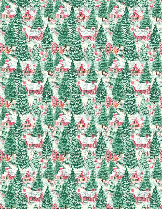 Forest Houses Pattern Image Sheet For Polymer Clay Transfer Decal DIGITAL FILE OR PRINTED