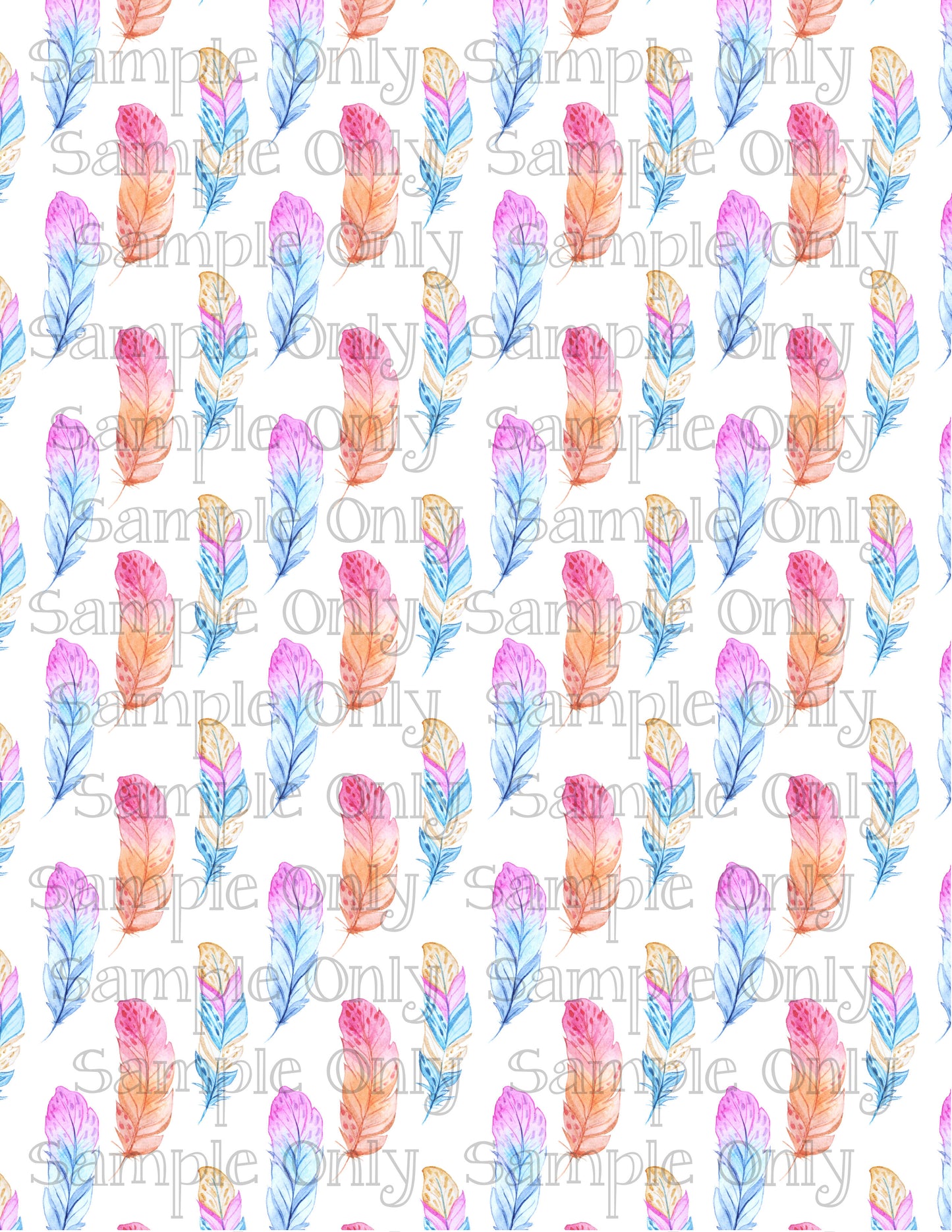 Boho Pastel Feather Pattern Set-02 Image Sheet For Polymer Clay Transfer Decal DIGITAL FILE OR PRINTED