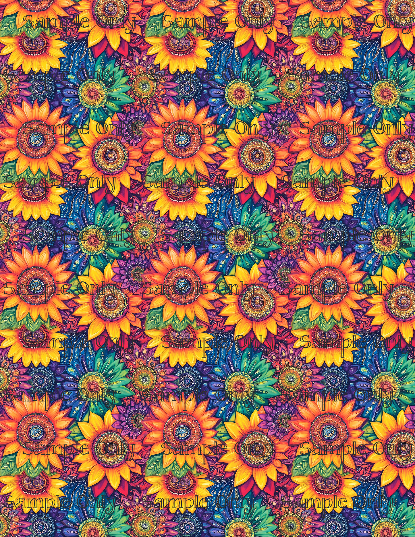 Funky Sunflowers Set 4 Pattern Image Transfer Sheet For Polymer Clay