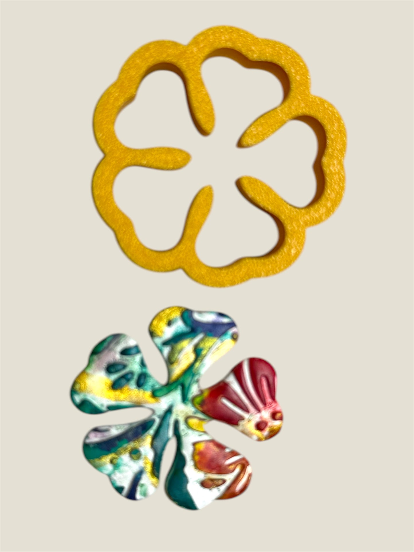 2pc Heart Flower Imprint Polymer Clay Cutter Set 6 Sizes Available You Choose