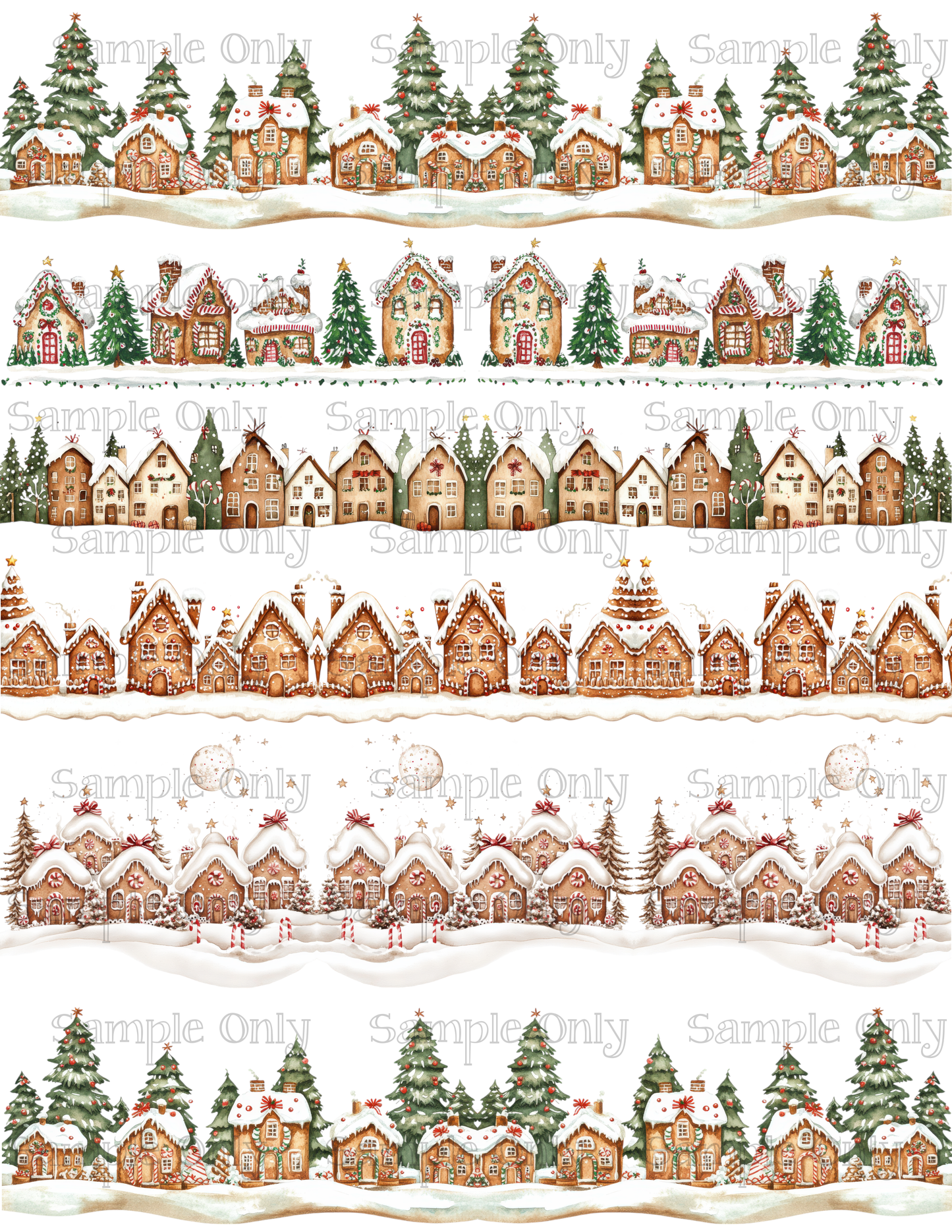 Gingerbread House Border Pattern Image Sheet For Polymer Clay Transfer Decal DIGITAL FILE OR PRINTED