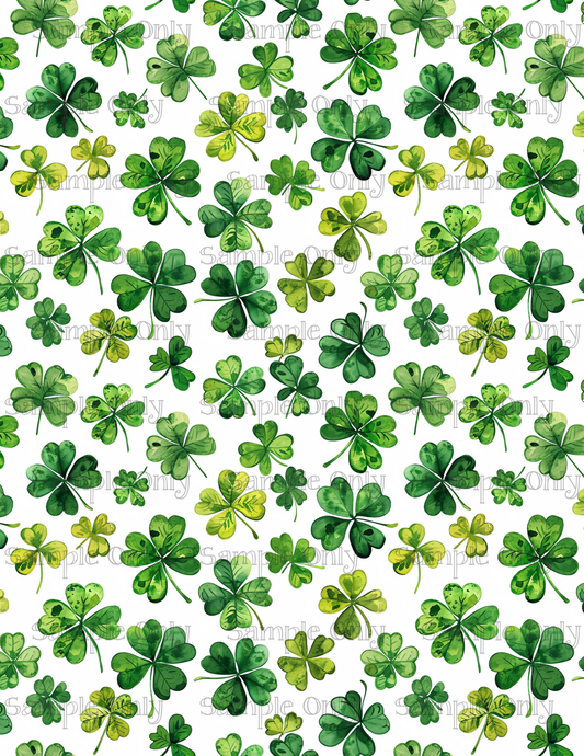 St. Patrick's Day Green Clovers Pattern Image Sheet For Polymer Clay Transfer Decal DIGITAL FILE OR PRINTED