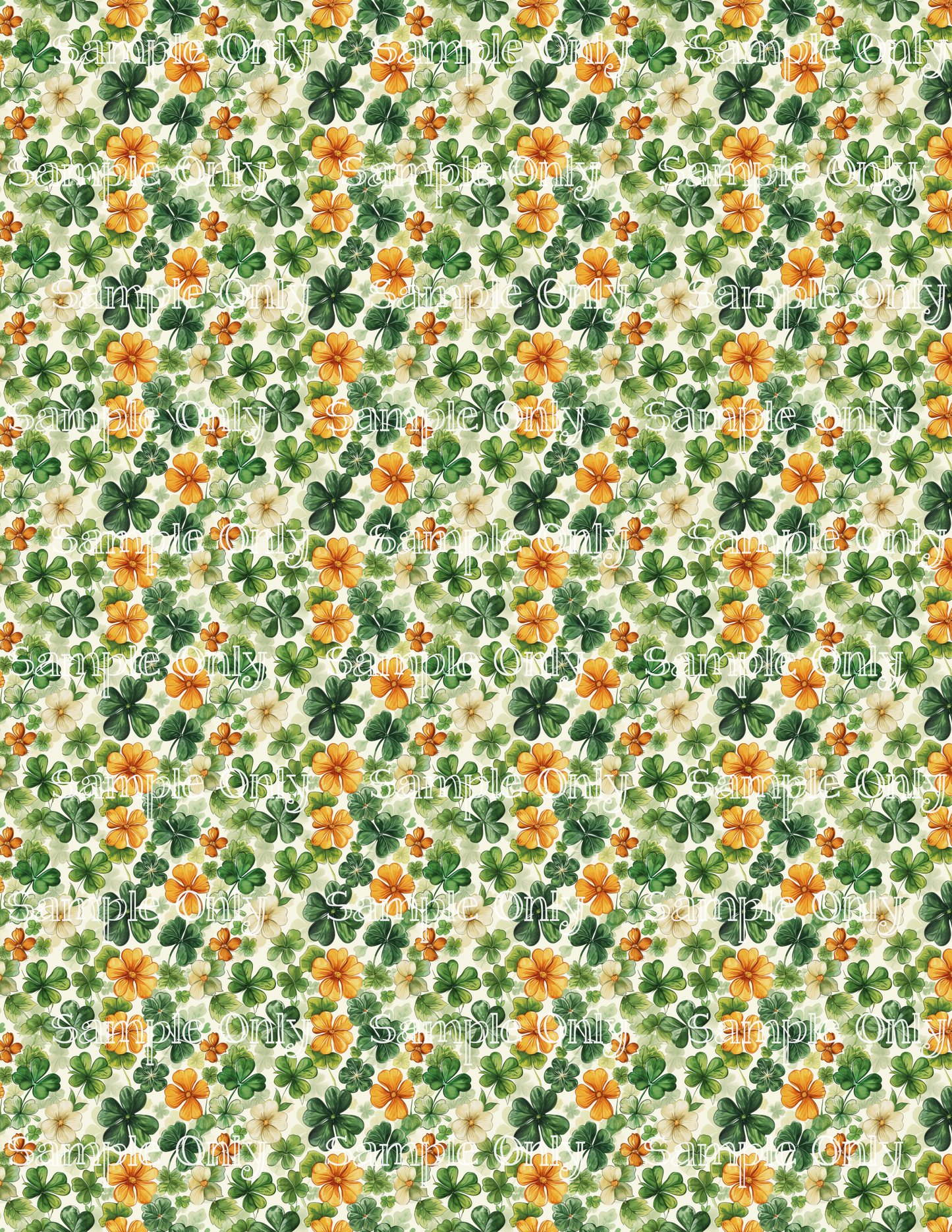 Green and Gold Clovers Pattern Image Sheet For Polymer Clay Transfer Decal DIGITAL FILE OR PRINTED