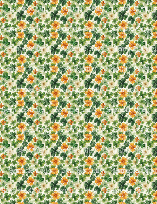 Green and Gold Clovers Pattern Image Sheet For Polymer Clay Transfer Decal DIGITAL FILE OR PRINTED