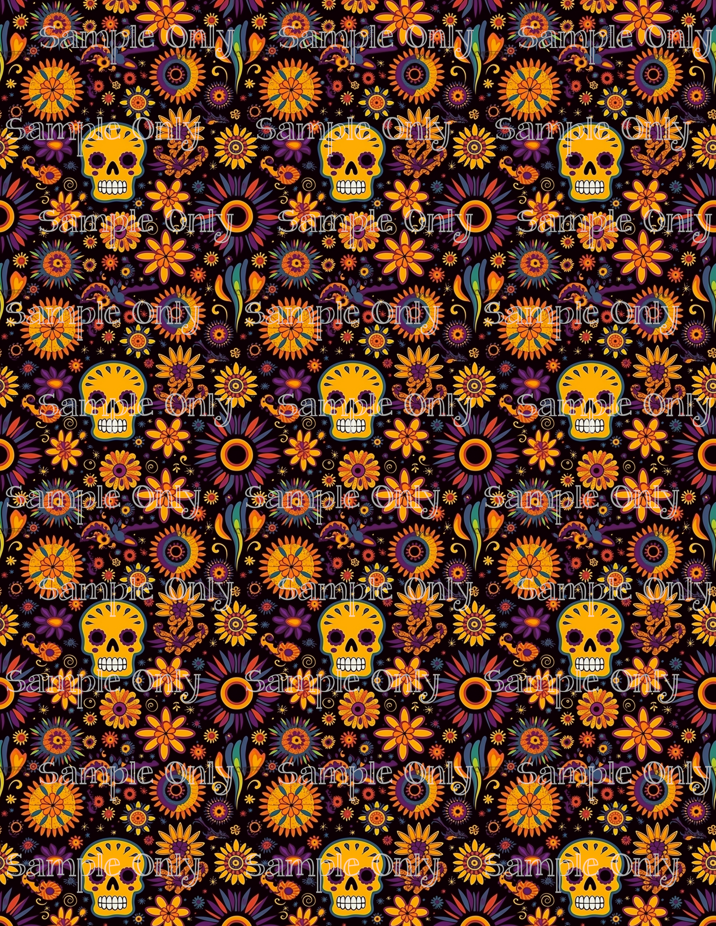 Halloween Floral Skulls 02 Image Sheet For Polymer Clay Transfer Decal DIGITAL FILE OR PRINTED