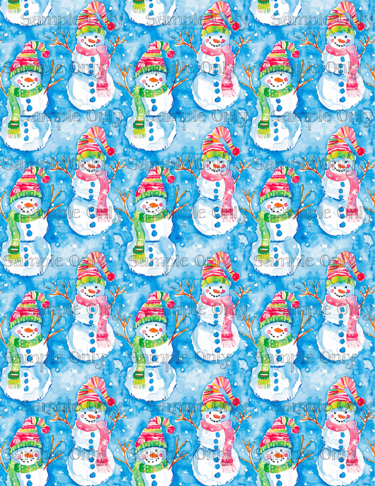 Happy Snowman Pattern Image Sheet For Polymer Clay Transfer Decal DIGITAL FILE OR PRINTED