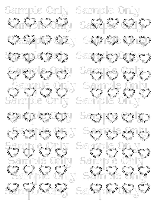 .75 Inch Heart Wreath Image Sheet For Polymer Clay Transfer Decal DIGITAL FILE OR PRINTED