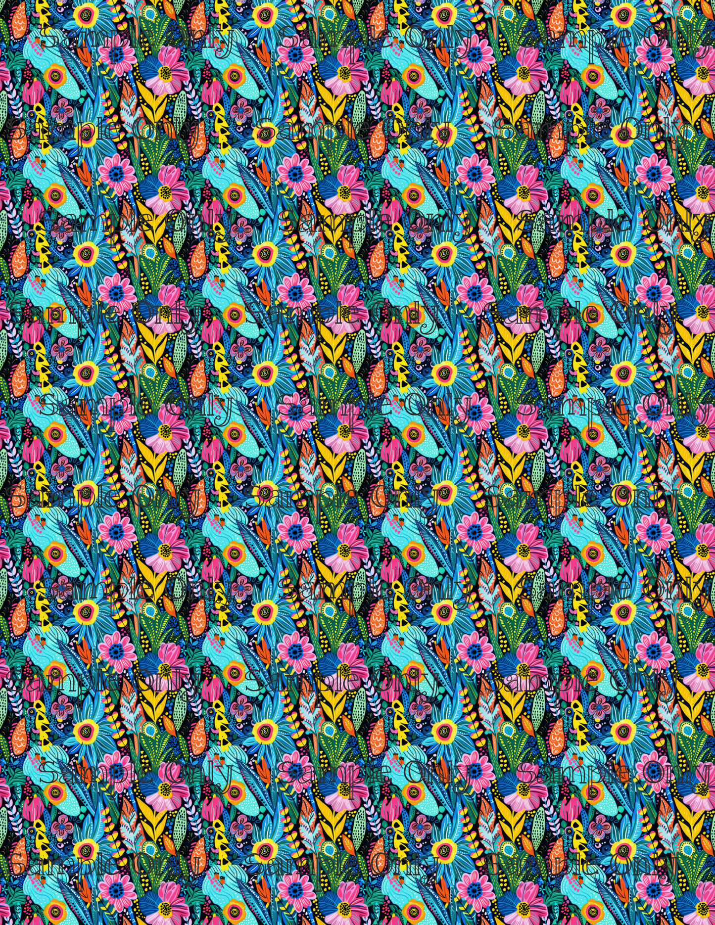 Hippie Floral Pattern Set 1 Pattern Image Transfer Sheet For Polymer Clay