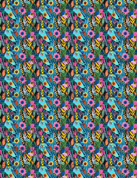 Hippie Floral Pattern Set 1 Pattern Image Transfer Sheet For Polymer Clay