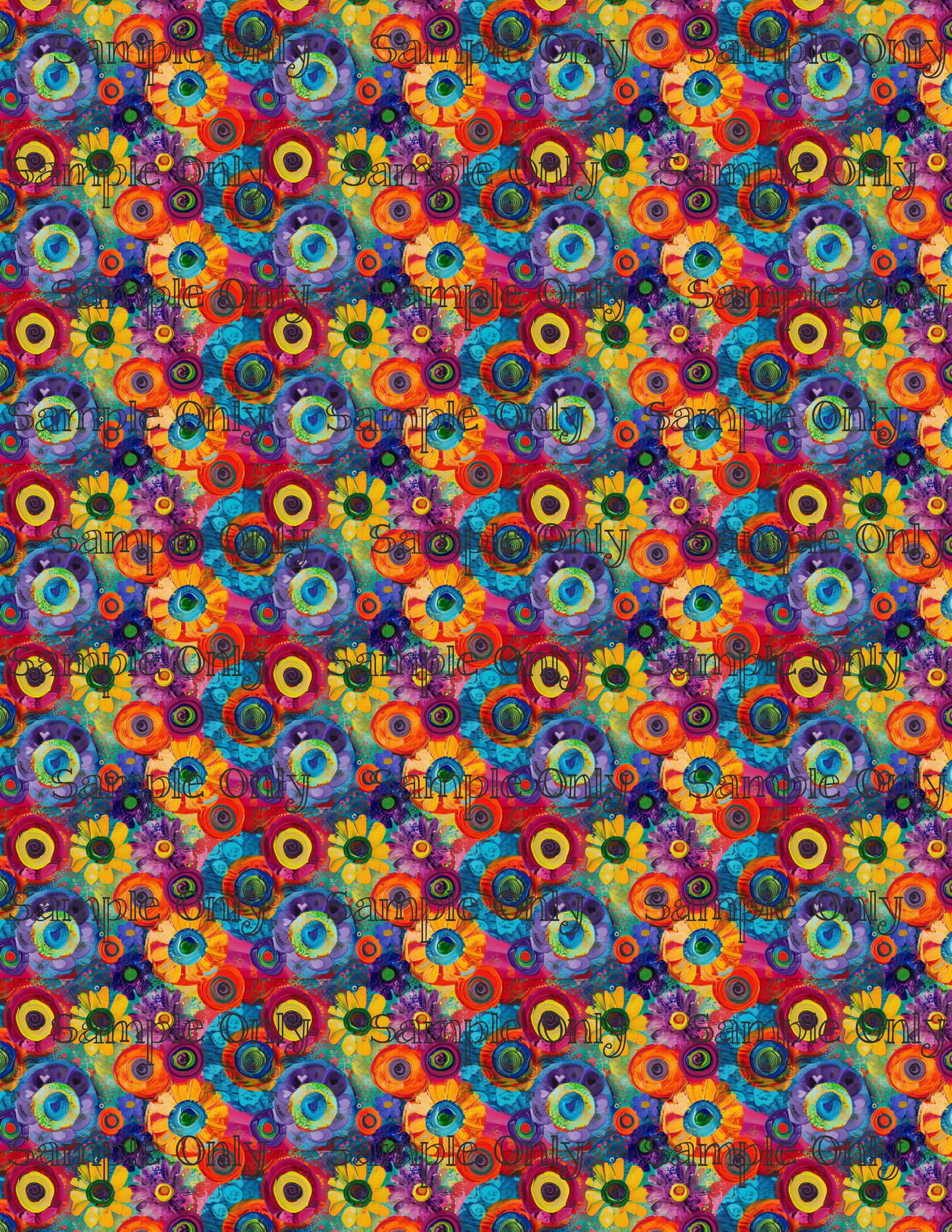 Hippie Floral Pattern Set 3 Pattern Image Transfer Sheet For Polymer Clay