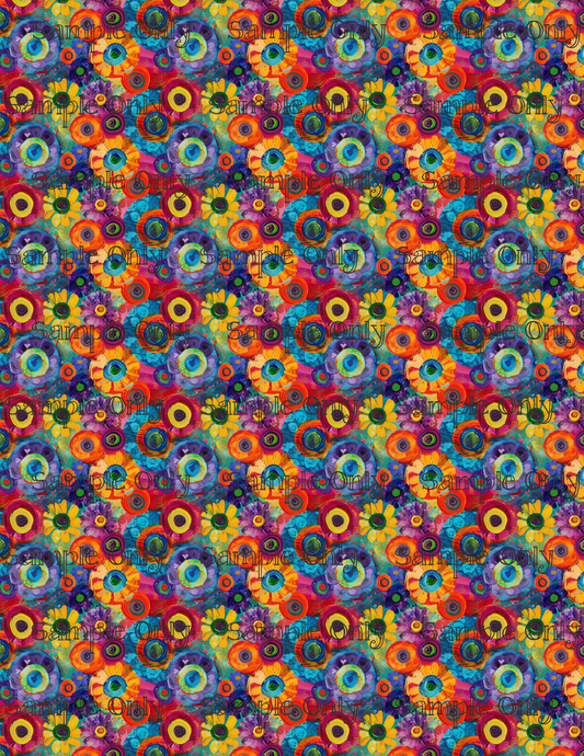 Hippie Floral Pattern Set 3 Pattern Image Transfer Sheet For Polymer Clay