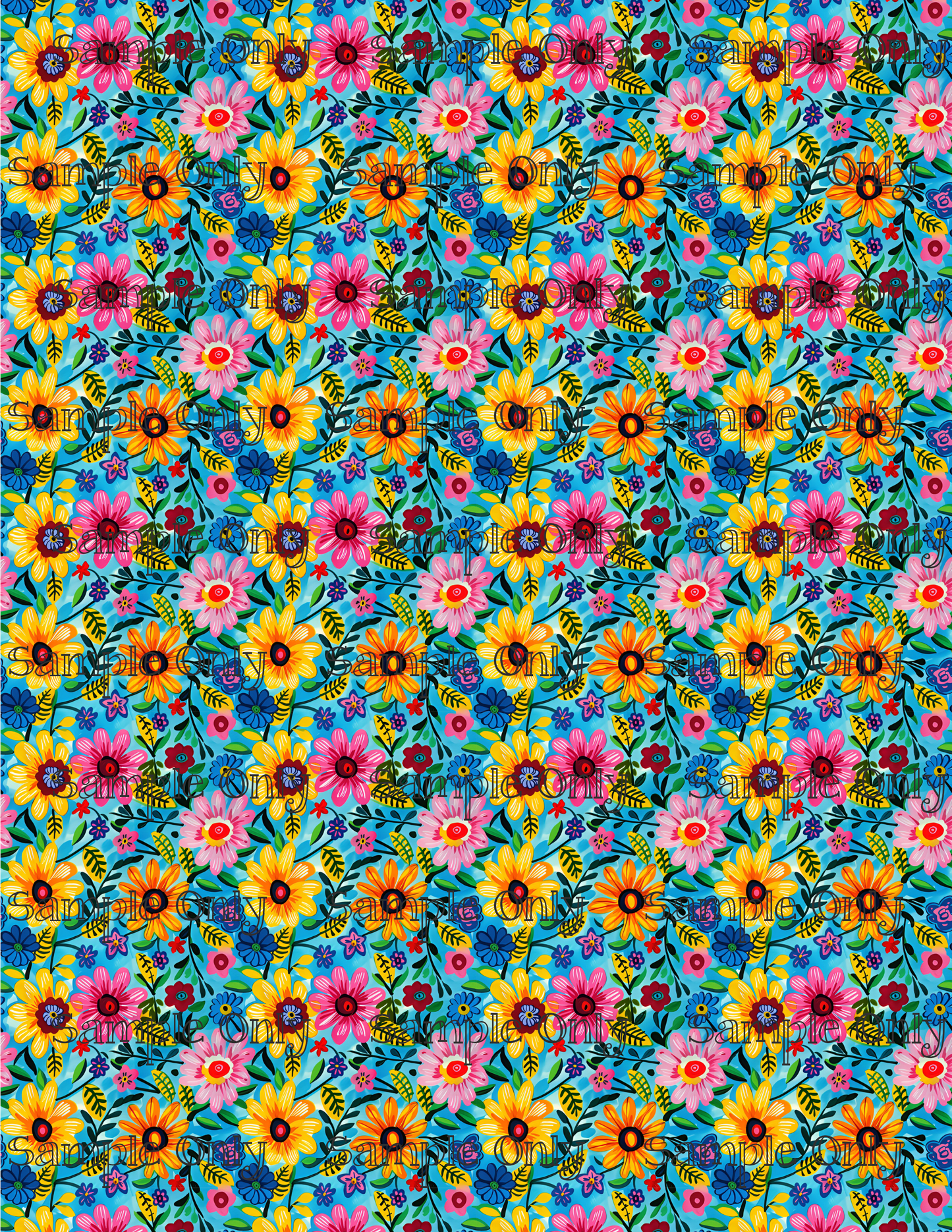 Hippie Floral Pattern Set 4 Pattern Image Transfer Sheet For Polymer Clay