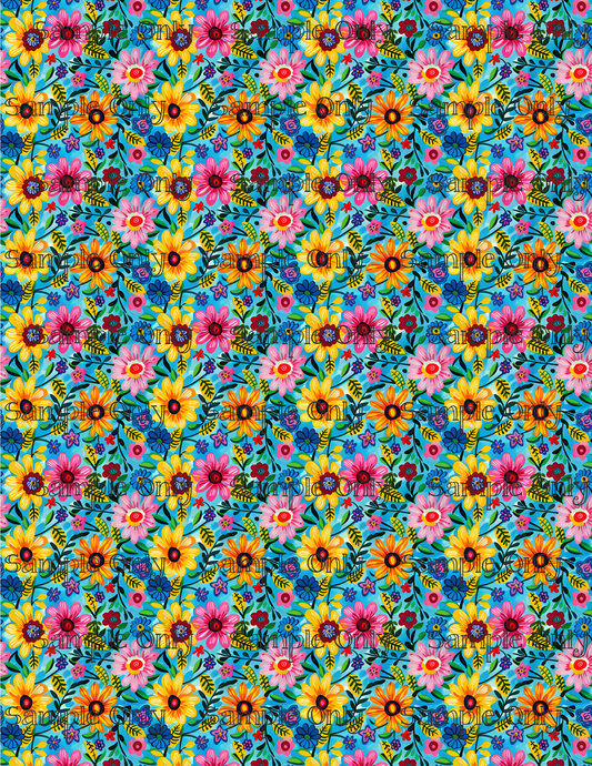 Hippie Floral Pattern Set 4 Pattern Image Transfer Sheet For Polymer Clay