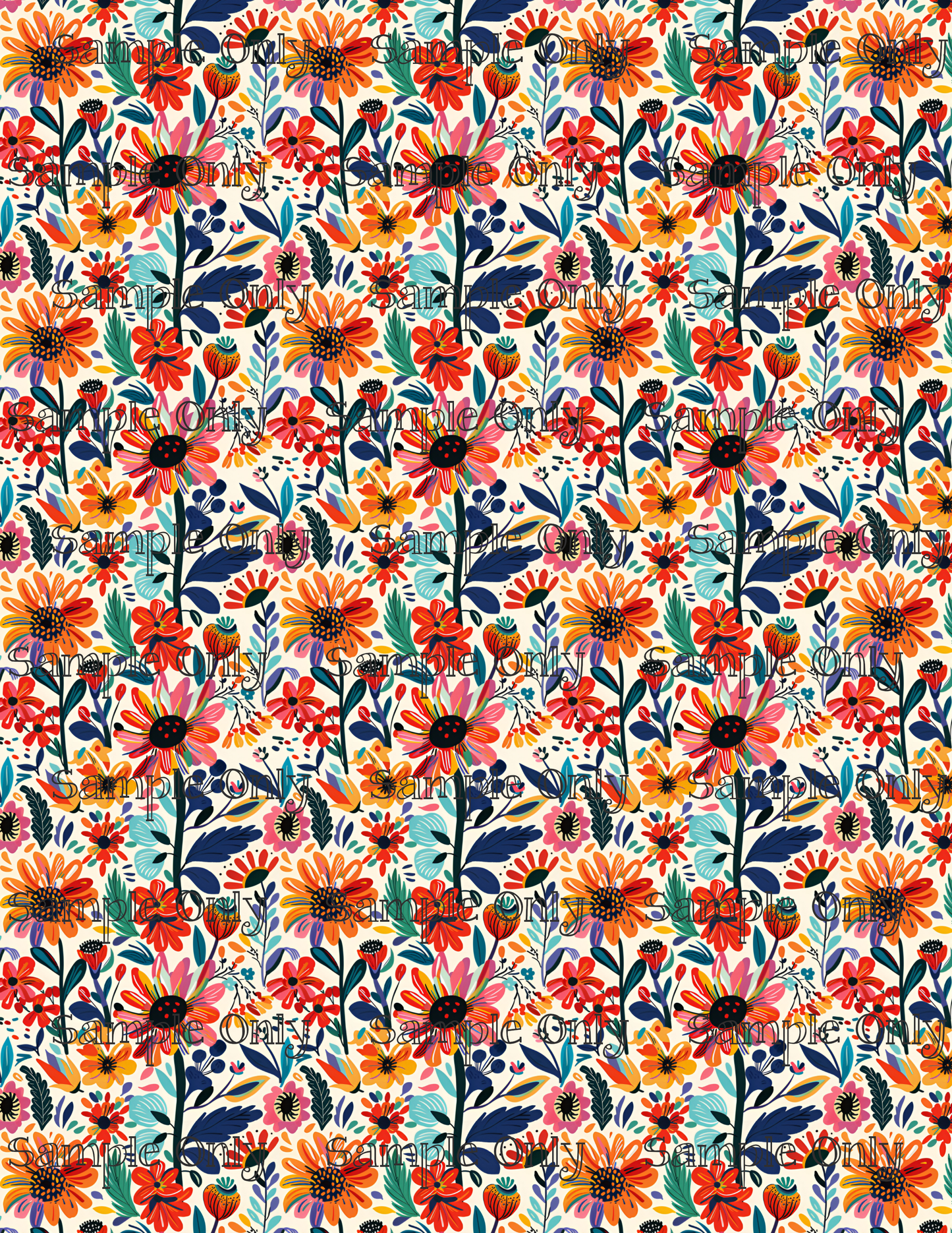 Hippie Floral Pattern Set 5 Pattern Image Transfer Sheet For Polymer Clay