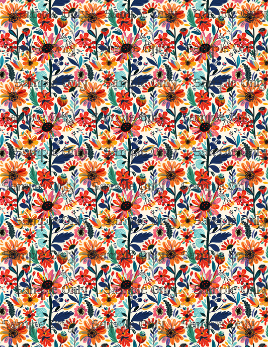 Hippie Floral Pattern Set 5 Pattern Image Transfer Sheet For Polymer Clay