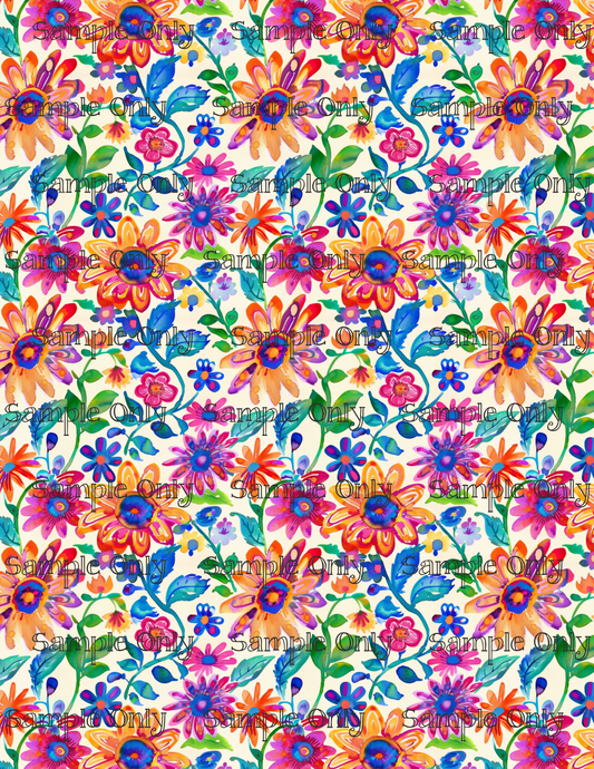 Hippie Floral Pattern Set 6 Pattern Image Transfer Sheet For Polymer Clay