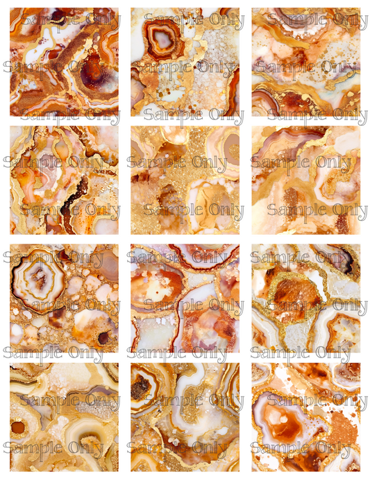 Honey and Gold Geode Agate Stone 2 Inch Image Transfer Sheet For Polymer Clay