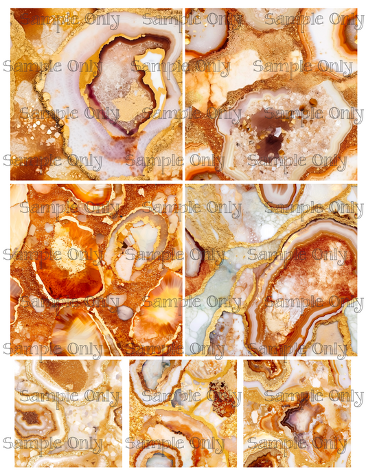 Honey and Gold Geode Agate Stone 4 Inch Image Transfer Sheet For Polymer Clay