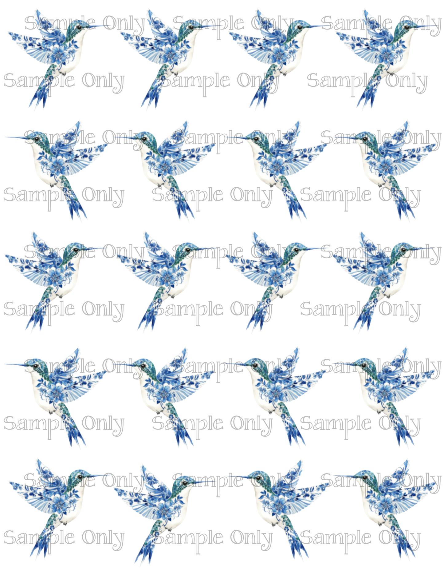 Chinoserie Hummingbird Transfer Paper and Matching Cutter Set For Polymer Clay