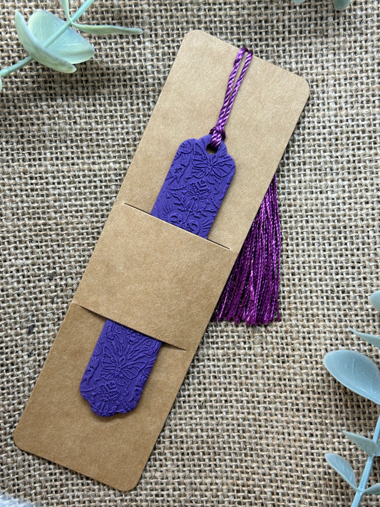 Purple Butterfly and Skull Polymer Clay Bookmark With Purple Tassel