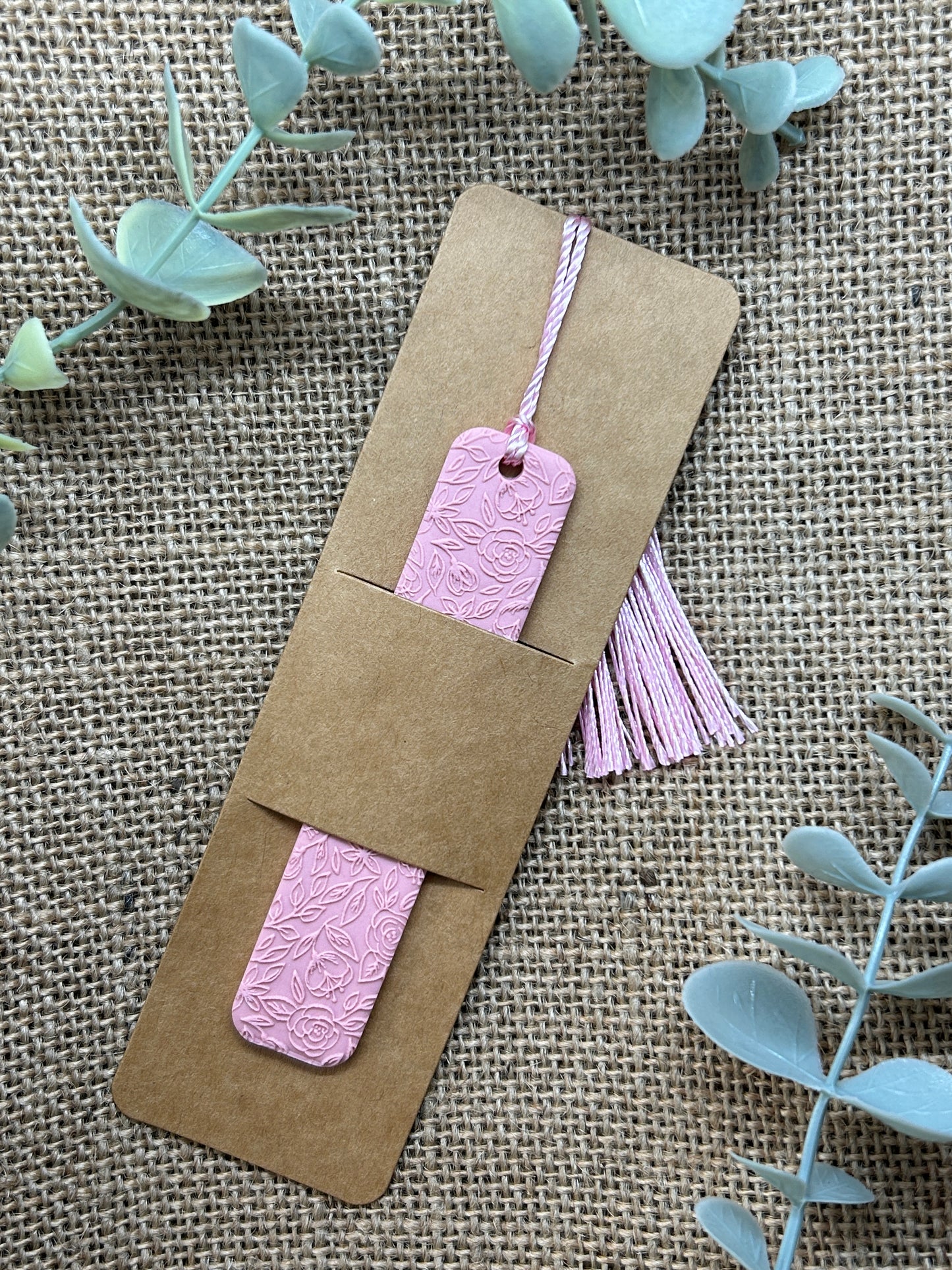 Blush Pink Rose Flower Polymer Clay Bookmark With Tassel