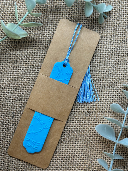 Sky Blue Dragonfly Polymer Clay Bookmark With Tassel