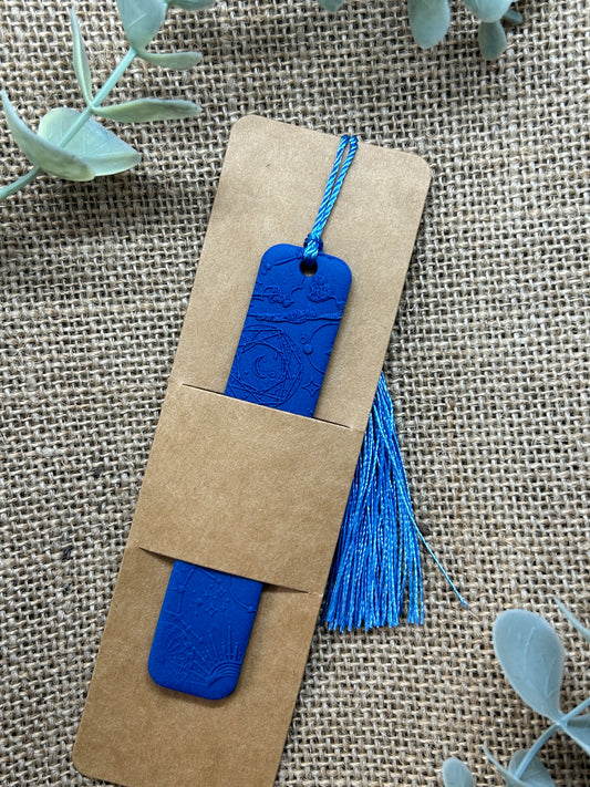 Deep Blue Constellation Polymer Clay Bookmark With Tassel