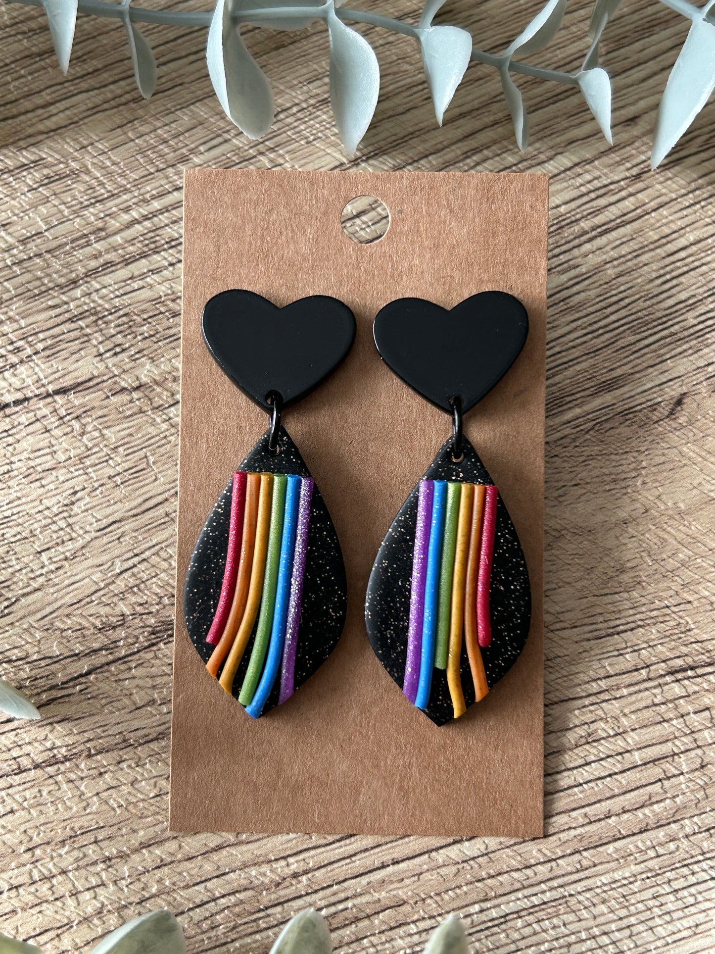 Retro Black Rainbow Statement Dangle Earrings YOU CHOOSE From 2 Styles