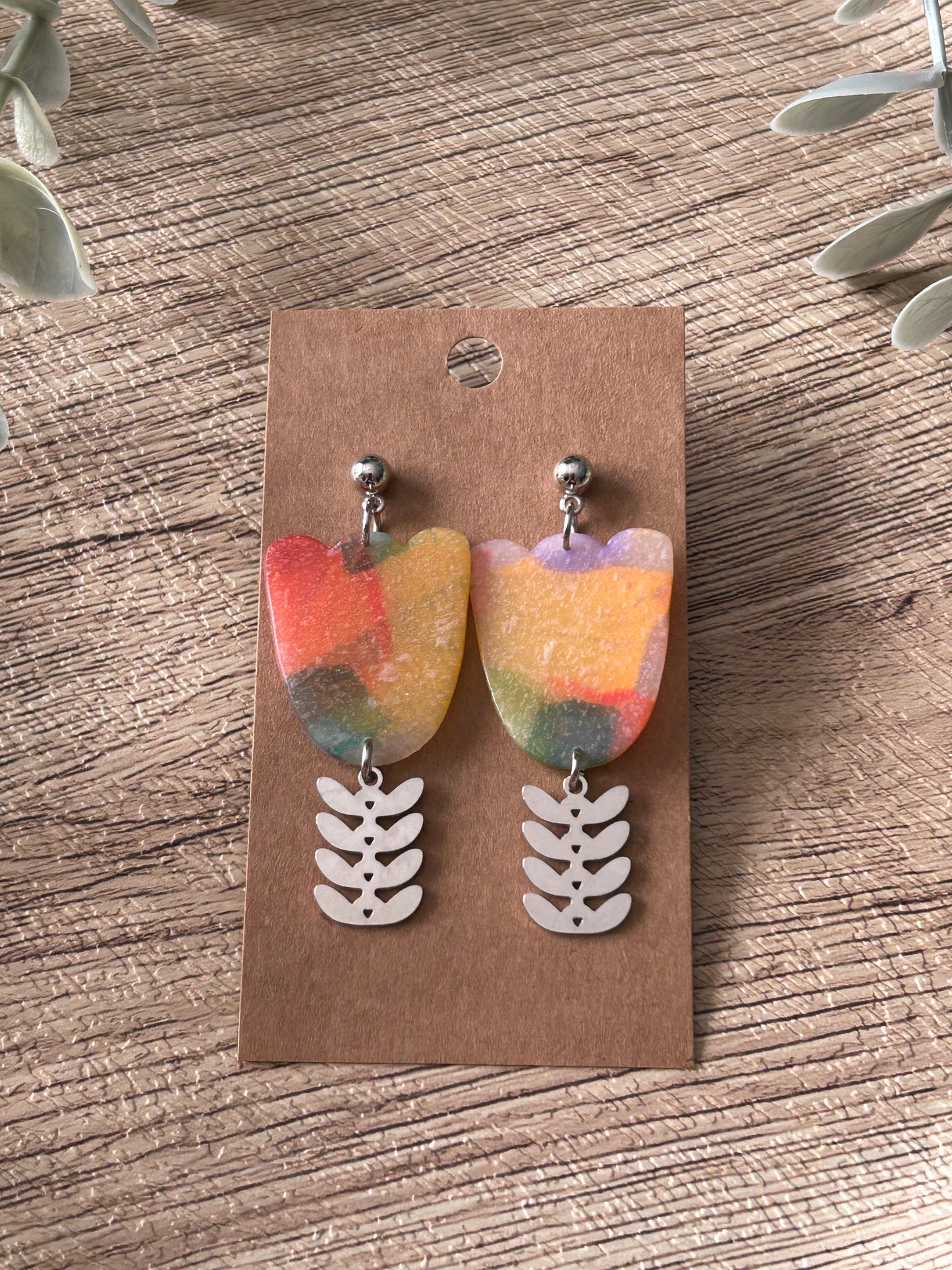 Watercolor Spring Pop Floral Statement Dangle Earrings YOU CHOOSE From 3 Styles