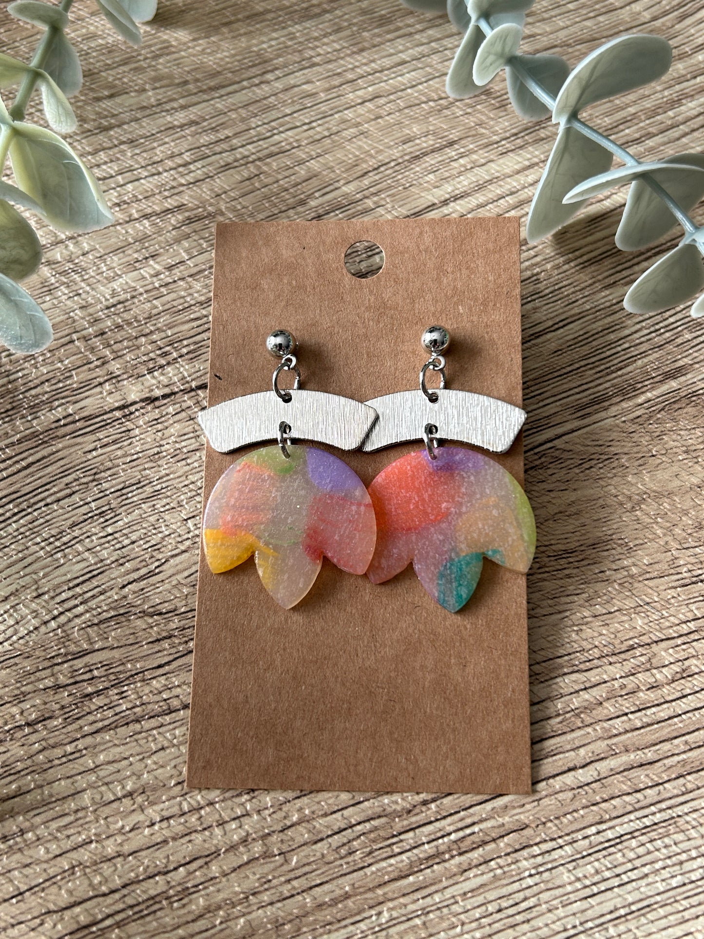 Watercolor Spring Pop Floral Statement Dangle Earrings YOU CHOOSE From 3 Styles