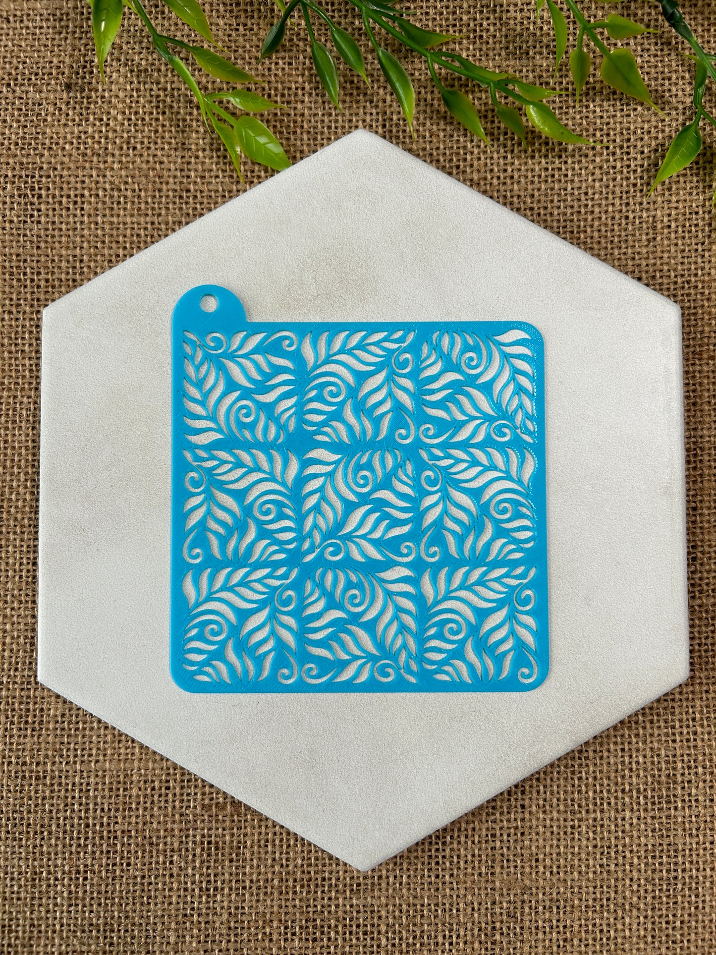 Flourish of Leaves Stencil For Polymer Clay