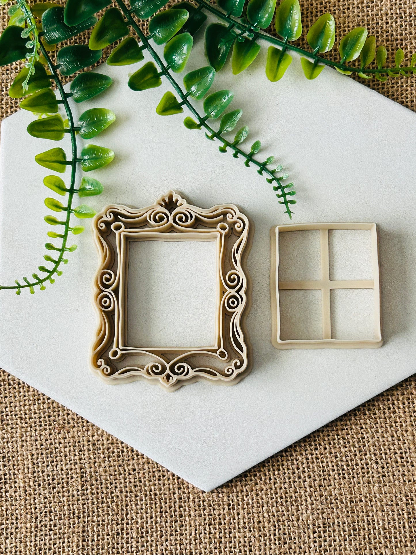 2Pc Large Ornate Rectangle Imprint Frame Polymer Clay Cutter Set