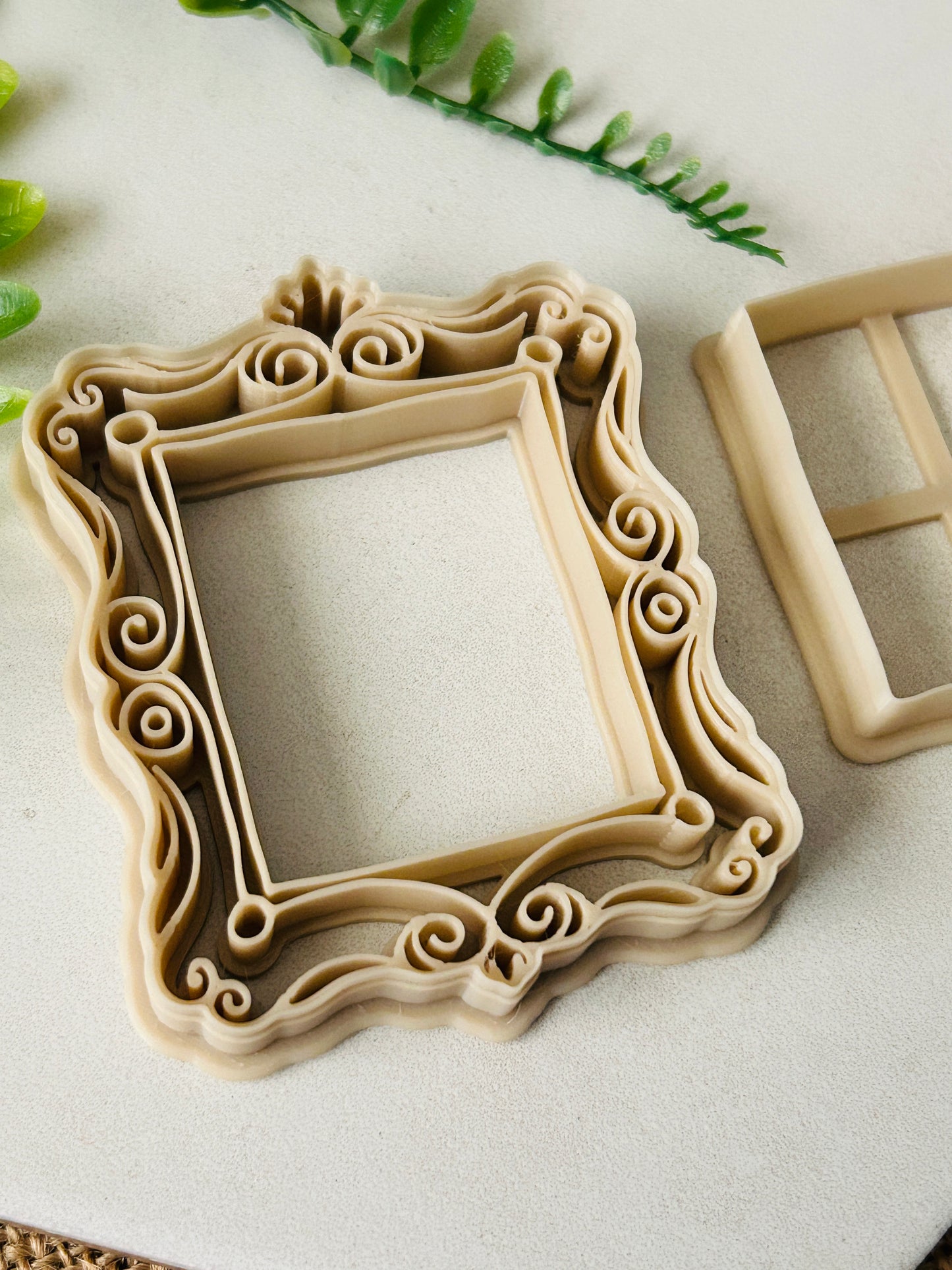 2Pc Large Ornate Rectangle Imprint Frame Polymer Clay Cutter Set