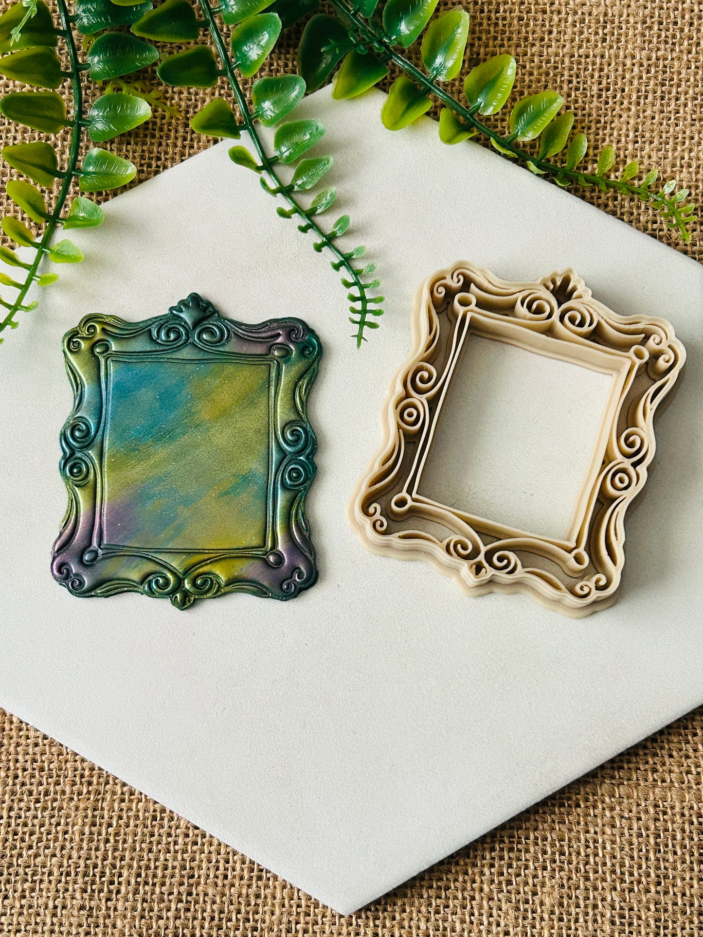2Pc Large Ornate Rectangle Imprint Frame Polymer Clay Cutter Set
