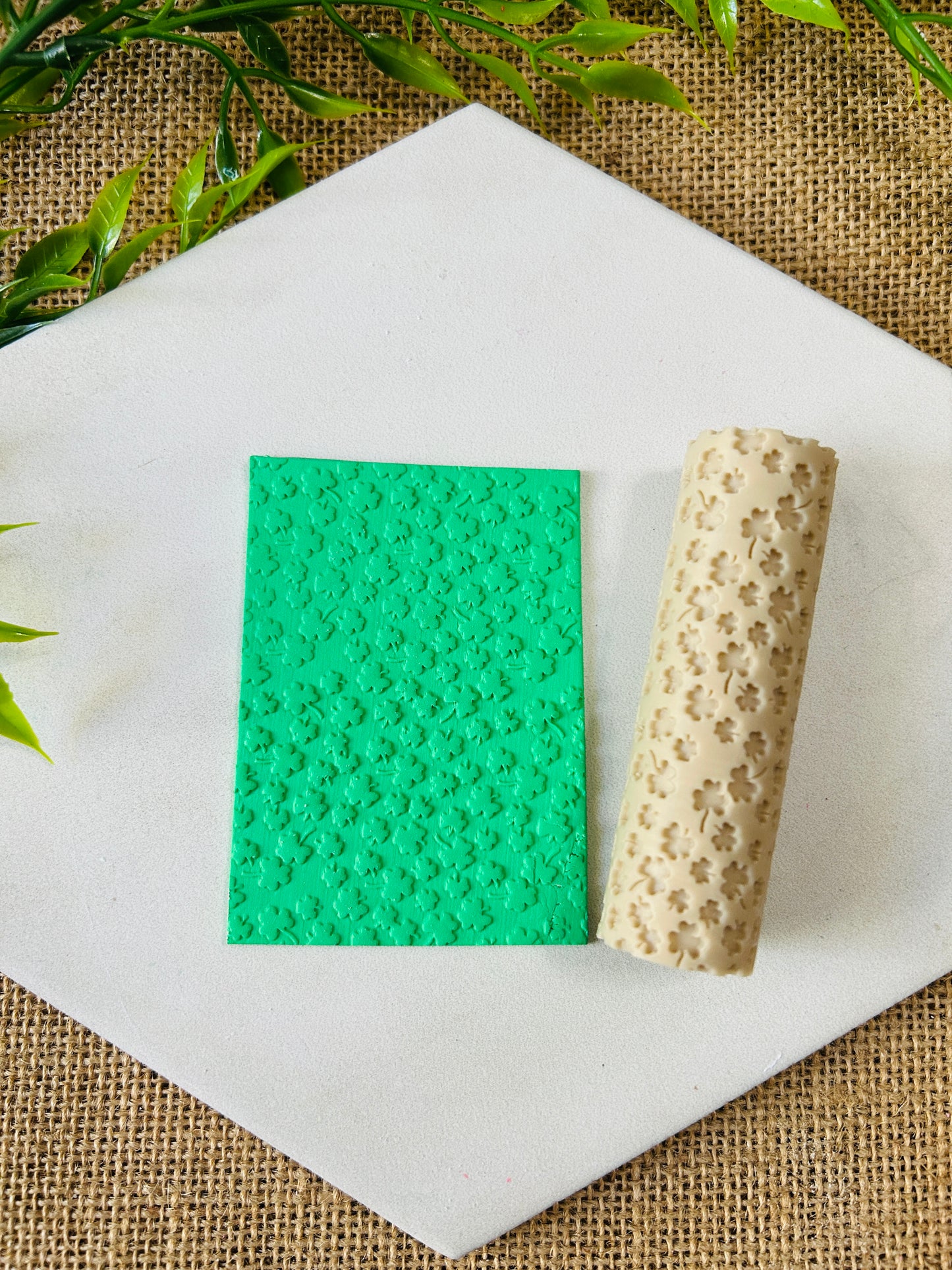 Saint Patrick's Day 3 and 4 Leaf Clover Pattern Texture Roller For Polymer Clay 2 Styles YOU CHOOSE