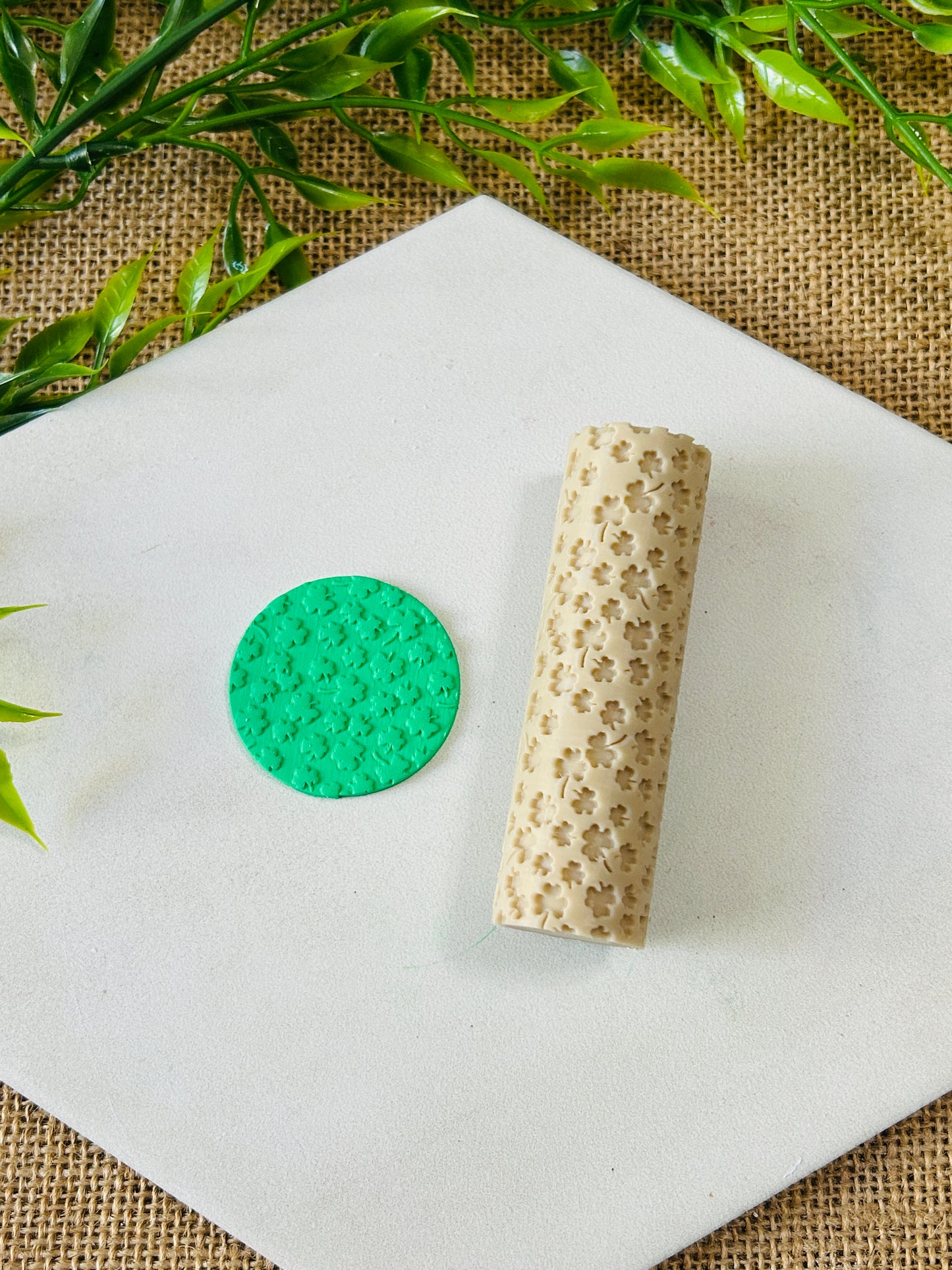 Saint Patrick's Day 3 and 4 Leaf Clover Pattern Texture Roller For Polymer Clay 2 Styles YOU CHOOSE