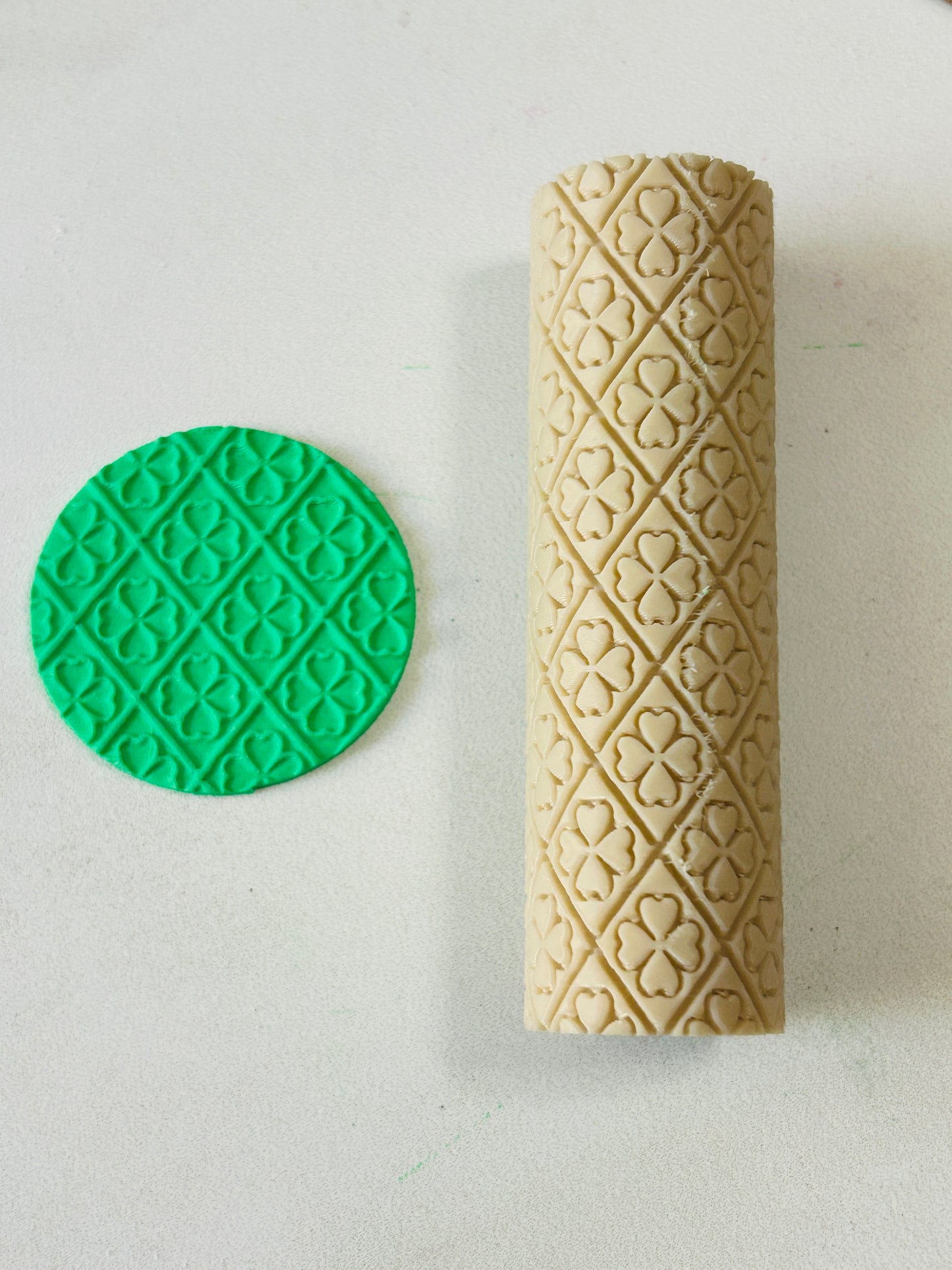 Saint Patrick's Day Quilted Clover Pattern Texture Roller For Polymer Clay