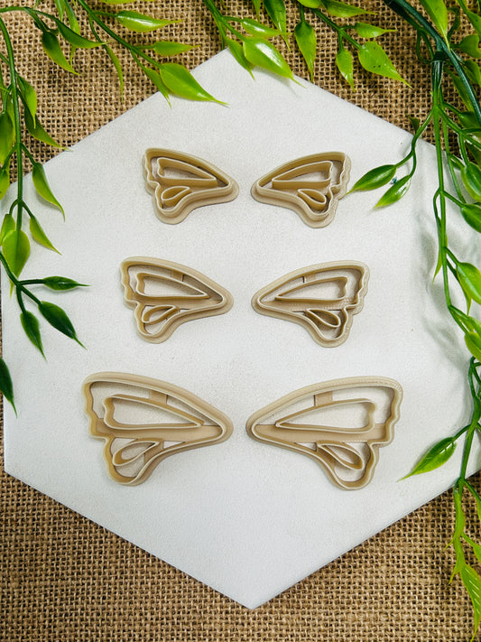 2pc Jen's Build a Moth Style 2 Cut Out Polymer Clay Cutter Set 3 Sizes Available You Choose