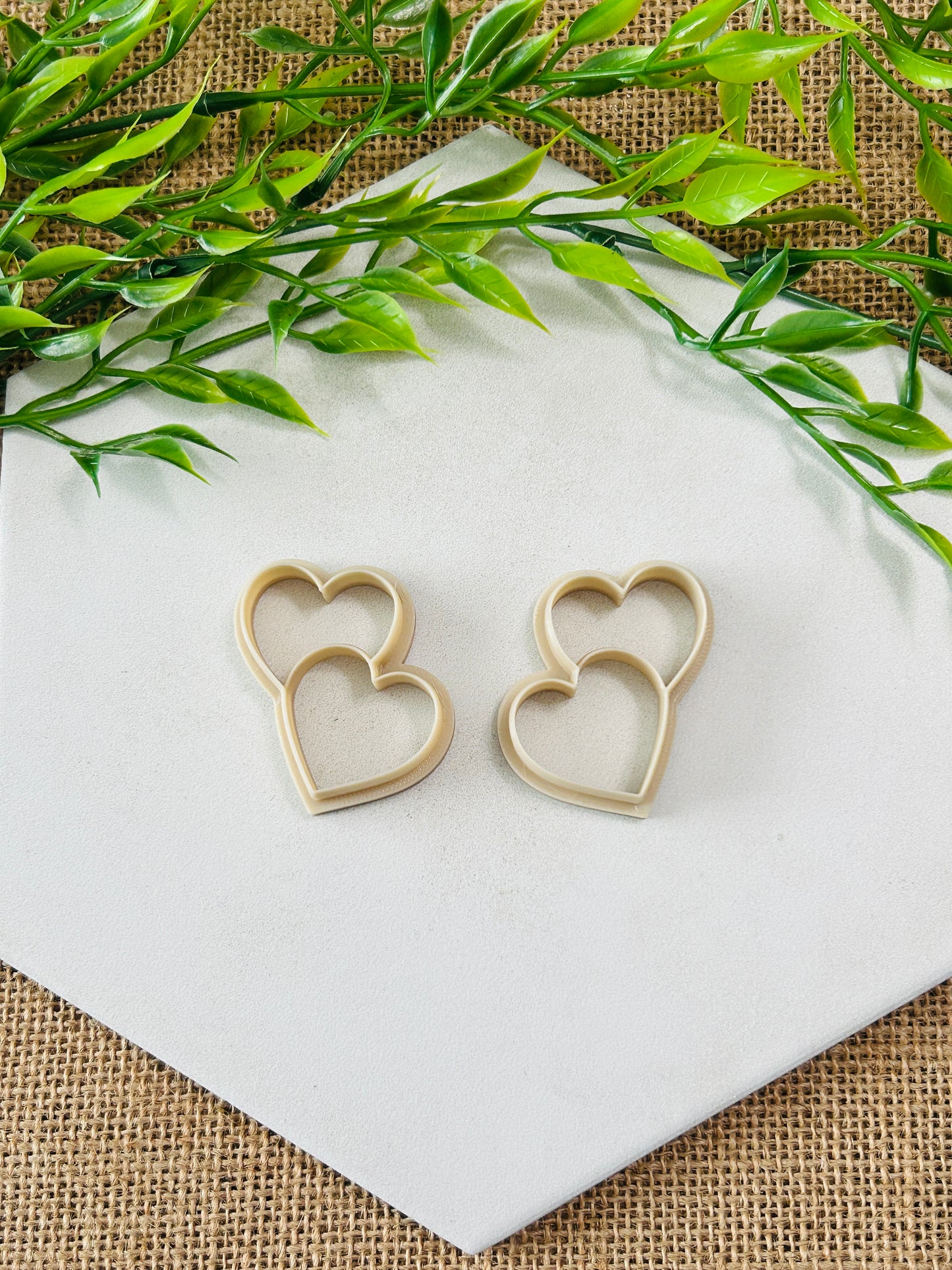 2pc Double Heart Imprint Cutter Set Polymer Clay Cutter 5 Sizes You Choose