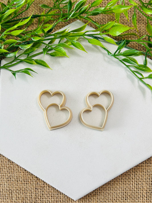 2pc Double Heart Imprint Cutter Set Polymer Clay Cutter 5 Sizes You Choose