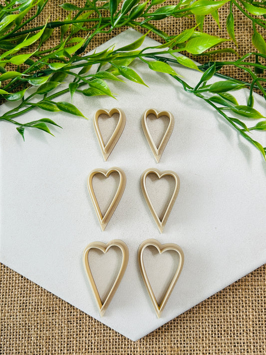 2pc Primitive Heart Outline Cutter Set Polymer Clay Cutter 6 Sizes You Choose