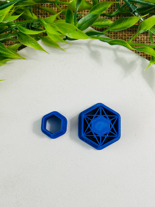 2pc Hexagon Bezel Gemstone Cutter Set Polymer Clay Cutter 5 Sizes You Choose